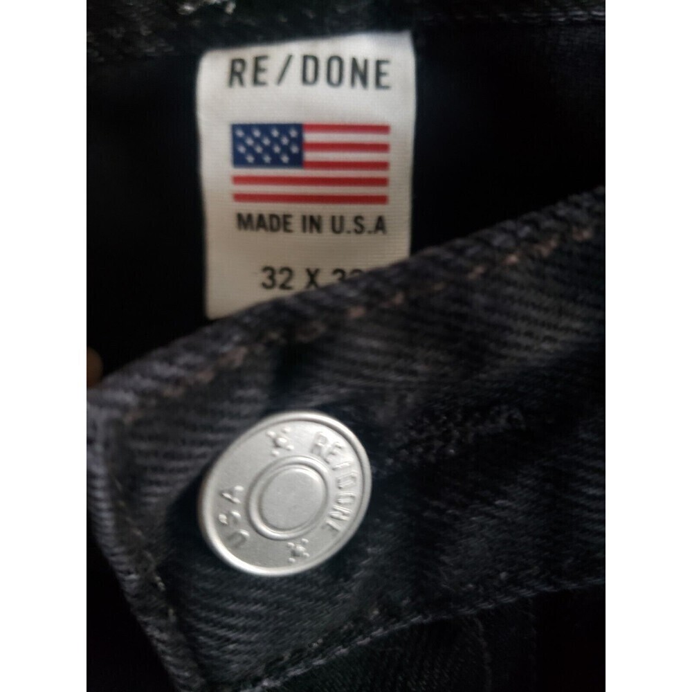 Re/Done Jean Mens 32x32 Black Straight Rigid Fit Button Fly Made In USA New - Picture 4 of 9